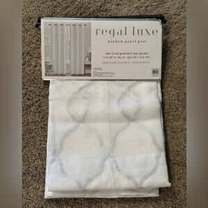 Regal Luxe White Window Panel Pair NWT